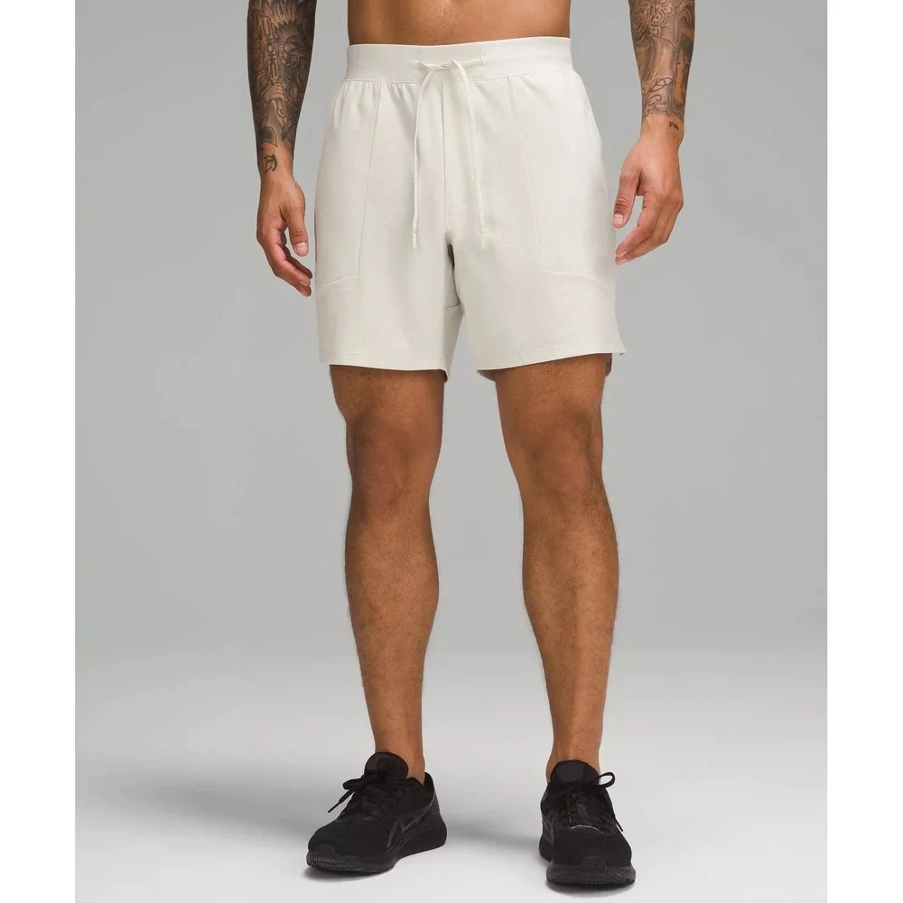 Lululemon License to Train Linerless Short 7" Bone Beige Mens Medium Gym Workout - Picture 2 of 6